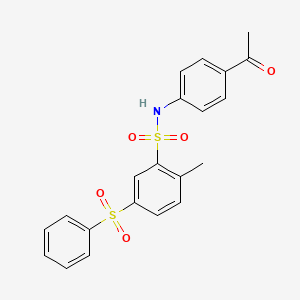 molecular formula C21H19NO5S2 B3441893 N-(4-acetylphenyl)-5-(benzenesulfonyl)-2-methylbenzenesulfonamide 