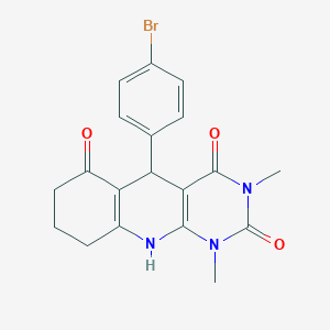 molecular formula C19H18BrN3O3 B344199 5-(4-bromophenyl)-1,3-dimethyl-5,8,9,10-tetrahydropyrimido[4,5-b]quinoline-2,4,6(1H,3H,7H)-trione 
