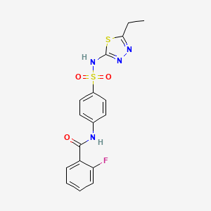 molecular formula C17H15FN4O3S2 B3442006 N-[4-[(5-ethyl-1,3,4-thiadiazol-2-yl)sulfamoyl]phenyl]-2-fluorobenzamide 
