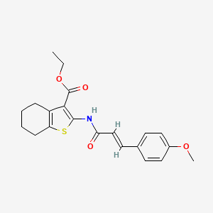 molecular formula C21H23NO4S B3442055 ethyl 2-{[(2E)-3-(4-methoxyphenyl)prop-2-enoyl]amino}-4,5,6,7-tetrahydro-1-benzothiophene-3-carboxylate 