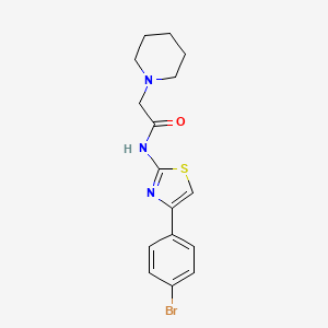 molecular formula C16H18BrN3OS B3442120 N-[4-(4-BROMOPHENYL)-13-THIAZOL-2-YL]-2-(PIPERIDIN-1-YL)ACETAMIDE 