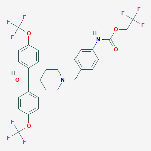 molecular formula C30H27F9N2O5 B344219 2,2,2-Trifluoroethyl 4-{[4-(hydroxy{bis[4-(trifluoromethoxy)phenyl]}methyl)-1-piperidinyl]methyl}phenylcarbamate 