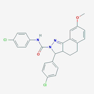 molecular formula C25H21Cl2N3O2 B344225 N,3-bis(4-chlorophenyl)-8-methoxy-3,3a,4,5-tetrahydrobenzo[g]indazole-2-carboxamide 