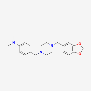 molecular formula C21H27N3O2 B3442298 4-{[4-(1,3-benzodioxol-5-ylmethyl)piperazin-1-yl]methyl}-N,N-dimethylaniline 
