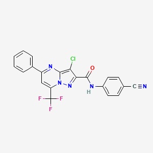 molecular formula C21H11ClF3N5O B3442703 3-chloro-N-(4-cyanophenyl)-5-phenyl-7-(trifluoromethyl)pyrazolo[1,5-a]pyrimidine-2-carboxamide 