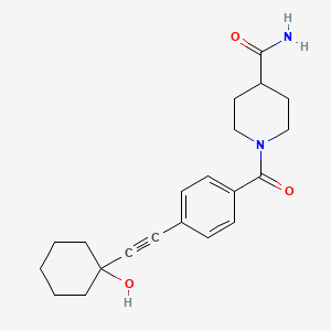 molecular formula C21H26N2O3 B3442777 1-{4-[(1-hydroxycyclohexyl)ethynyl]benzoyl}-4-piperidinecarboxamide 