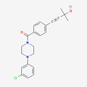 4-(4-{[4-(3-chlorophenyl)-1-piperazinyl]carbonyl}phenyl)-2-methyl-3-butyn-2-ol
