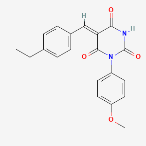 molecular formula C20H18N2O4 B3442791 5-(4-ethylbenzylidene)-1-(4-methoxyphenyl)-2,4,6(1H,3H,5H)-pyrimidinetrione 