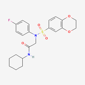 molecular formula C22H25FN2O5S B3442953 N-cyclohexyl-2-[N-(2,3-dihydro-1,4-benzodioxin-6-ylsulfonyl)-4-fluoroanilino]acetamide 