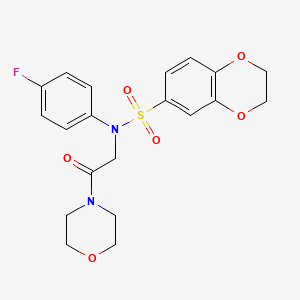 molecular formula C20H21FN2O6S B3442960 N-(4-fluorophenyl)-N-[2-(morpholin-4-yl)-2-oxoethyl]-2,3-dihydro-1,4-benzodioxine-6-sulfonamide 