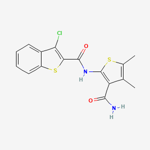 molecular formula C16H13ClN2O2S2 B3443005 N~2~-[3-(AMINOCARBONYL)-4,5-DIMETHYL-2-THIENYL]-3-CHLORO-1-BENZOTHIOPHENE-2-CARBOXAMIDE 