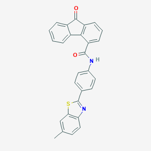 molecular formula C28H18N2O2S B344304 N-[4-(6-methyl-1,3-benzothiazol-2-yl)phenyl]-9-oxo-9H-fluorene-4-carboxamide 