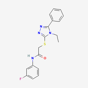 molecular formula C18H17FN4OS B3443076 2-[(4-ethyl-5-phenyl-4H-1,2,4-triazol-3-yl)thio]-N-(3-fluorophenyl)acetamide 