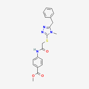 molecular formula C20H20N4O3S B3443096 methyl 4-({[(5-benzyl-4-methyl-4H-1,2,4-triazol-3-yl)sulfanyl]acetyl}amino)benzoate 
