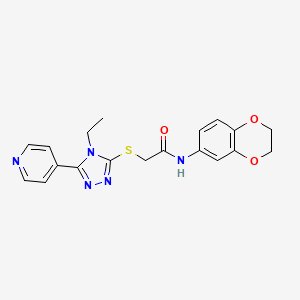 molecular formula C19H19N5O3S B3443132 N-(2,3-dihydro-1,4-benzodioxin-6-yl)-2-{[4-ethyl-5-(pyridin-4-yl)-4H-1,2,4-triazol-3-yl]sulfanyl}acetamide CAS No. 557063-71-5