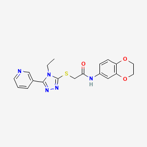 molecular formula C19H19N5O3S B3443145 N-(2,3-dihydro-1,4-benzodioxin-6-yl)-2-{[4-ethyl-5-(pyridin-3-yl)-4H-1,2,4-triazol-3-yl]sulfanyl}acetamide CAS No. 557065-71-1