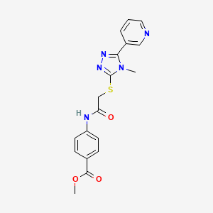 molecular formula C18H17N5O3S B3443150 methyl 4-[({[4-methyl-5-(pyridin-3-yl)-4H-1,2,4-triazol-3-yl]sulfanyl}acetyl)amino]benzoate 