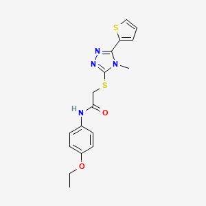 molecular formula C17H18N4O2S2 B3443178 N-(4-ethoxyphenyl)-2-{[4-methyl-5-(thiophen-2-yl)-4H-1,2,4-triazol-3-yl]sulfanyl}acetamide 