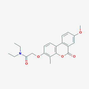 molecular formula C21H23NO5 B3443334 N,N-Diethyl-2-({8-methoxy-4-methyl-6-oxo-6H-benzo[C]chromen-3-YL}oxy)acetamide 