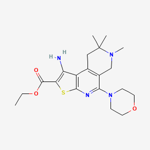 molecular formula C20H28N4O3S B3443355 ETHYL 1-AMINO-7,8,8-TRIMETHYL-5-MORPHOLINO-6,7,8,9-TETRAHYDROTHIENO[2,3-C][2,7]NAPHTHYRIDINE-2-CARBOXYLATE 