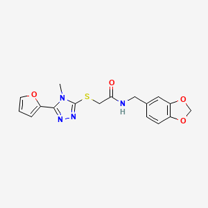molecular formula C17H16N4O4S B3443376 N-(1,3-benzodioxol-5-ylmethyl)-2-{[5-(furan-2-yl)-4-methyl-4H-1,2,4-triazol-3-yl]sulfanyl}acetamide 