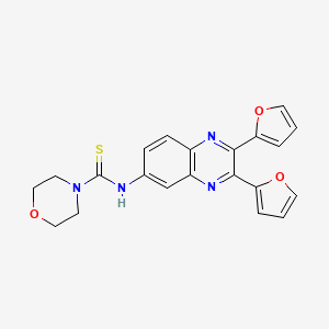 molecular formula C21H18N4O3S B3443610 N-[2,3-bis(furan-2-yl)quinoxalin-6-yl]morpholine-4-carbothioamide 
