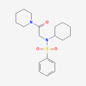 molecular formula C19H28N2O3S B3443649 N-cyclohexyl-N-[2-oxo-2-(piperidin-1-yl)ethyl]benzenesulfonamide 