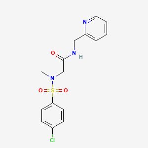 molecular formula C15H16ClN3O3S B3443693 N~2~-[(4-chlorophenyl)sulfonyl]-N~2~-methyl-N-(pyridin-2-ylmethyl)glycinamide 