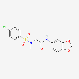 molecular formula C16H15ClN2O5S B3443700 N-(1,3-benzodioxol-5-yl)-2-[(4-chlorophenyl)sulfonyl-methylamino]acetamide 