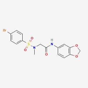 molecular formula C16H15BrN2O5S B3443742 N-(1,3-benzodioxol-5-yl)-2-[(4-bromophenyl)sulfonyl-methylamino]acetamide 