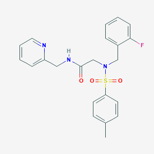 molecular formula C22H22FN3O3S B3443753 N~2~-(2-fluorobenzyl)-N~2~-[(4-methylphenyl)sulfonyl]-N-(pyridin-2-ylmethyl)glycinamide 