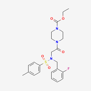 molecular formula C23H28FN3O5S B3443763 ethyl 4-{N-(2-fluorobenzyl)-N-[(4-methylphenyl)sulfonyl]glycyl}piperazine-1-carboxylate 