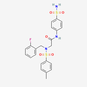 molecular formula C22H22FN3O5S2 B3443769 N~2~-(2-fluorobenzyl)-N~2~-[(4-methylphenyl)sulfonyl]-N-(4-sulfamoylphenyl)glycinamide 