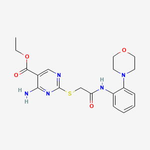 molecular formula C19H23N5O4S B3443805 ETHYL 4-AMINO-2-[({[2-(MORPHOLIN-4-YL)PHENYL]CARBAMOYL}METHYL)SULFANYL]PYRIMIDINE-5-CARBOXYLATE 