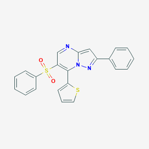 molecular formula C22H15N3O2S2 B344385 Phenyl 2-phenyl-7-(2-thienyl)pyrazolo[1,5-a]pyrimidin-6-yl sulfone 