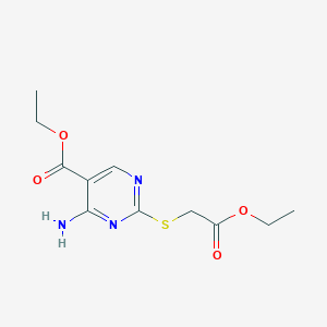 molecular formula C11H15N3O4S B3444054 Ethyl 4-amino-2-[(2-ethoxy-2-oxoethyl)sulfanyl]pyrimidine-5-carboxylate 