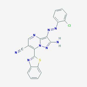 molecular formula C20H11ClN8S B344415 2-Amino-7-(1,3-benzothiazol-2-yl)-3-[(2-chlorophenyl)diazenyl]pyrazolo[1,5-a]pyrimidine-6-carbonitrile 