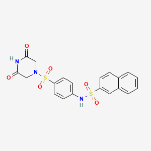 molecular formula C20H17N3O6S2 B3444150 N-[4-(3,5-dioxopiperazin-1-yl)sulfonylphenyl]naphthalene-2-sulfonamide 