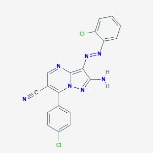 2-Amino-7-(4-chlorophenyl)-3-[(2-chlorophenyl)diazenyl]pyrazolo[1,5-a]pyrimidine-6-carbonitrile