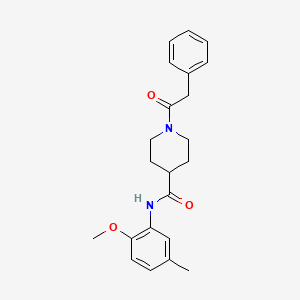 molecular formula C22H26N2O3 B3444326 N-(2-methoxy-5-methylphenyl)-1-(2-phenylacetyl)piperidine-4-carboxamide 