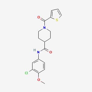 molecular formula C18H19ClN2O3S B3444369 N-(3-chloro-4-methoxyphenyl)-1-(thiophene-2-carbonyl)piperidine-4-carboxamide 