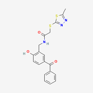 molecular formula C19H17N3O3S2 B3444438 N-[(5-benzoyl-2-hydroxyphenyl)methyl]-2-[(5-methyl-1,3,4-thiadiazol-2-yl)sulfanyl]acetamide 