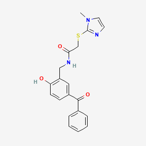 molecular formula C20H19N3O3S B3444440 N-[(5-benzoyl-2-hydroxyphenyl)methyl]-2-(1-methylimidazol-2-yl)sulfanylacetamide 
