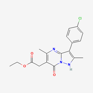 molecular formula C18H18ClN3O3 B3444465 ETHYL 2-[3-(4-CHLOROPHENYL)-2,5-DIMETHYL-7-OXO-4H,7H-PYRAZOLO[1,5-A]PYRIMIDIN-6-YL]ACETATE 