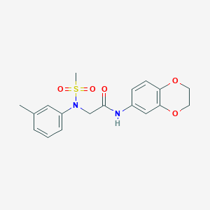 molecular formula C18H20N2O5S B3444565 N-(2,3-dihydro-1,4-benzodioxin-6-yl)-2-(3-methyl-N-methylsulfonylanilino)acetamide 