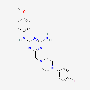 molecular formula C21H24FN7O B3445081 N-(4-amino-6-{[4-(4-fluorophenyl)piperazino]methyl}-1,3,5-triazin-2-yl)-N-(4-methoxyphenyl)amine 