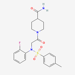 molecular formula C21H24FN3O4S B3445197 1-[2-(2-fluoro-N-(4-methylphenyl)sulfonylanilino)acetyl]piperidine-4-carboxamide 