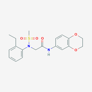 molecular formula C19H22N2O5S B3445211 N-(2,3-dihydro-1,4-benzodioxin-6-yl)-2-(2-ethyl-N-methylsulfonylanilino)acetamide 