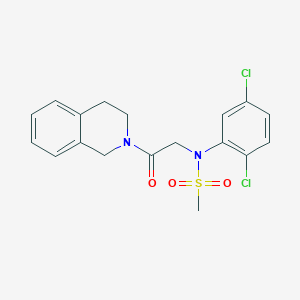 molecular formula C18H18Cl2N2O3S B3445215 N-(2,5-dichlorophenyl)-N-[2-(3,4-dihydro-1H-isoquinolin-2-yl)-2-oxoethyl]methanesulfonamide 
