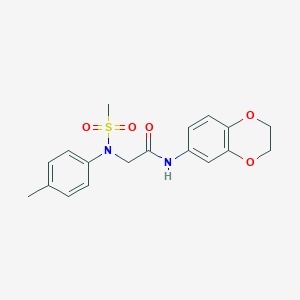molecular formula C18H20N2O5S B3445225 N-(2,3-dihydro-1,4-benzodioxin-6-yl)-2-(4-methyl-N-methylsulfonylanilino)acetamide 